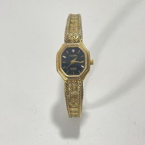 Vintage Elgin Women’s Diamond Quartz Watch Gold-Tone Woven Band - Not Running